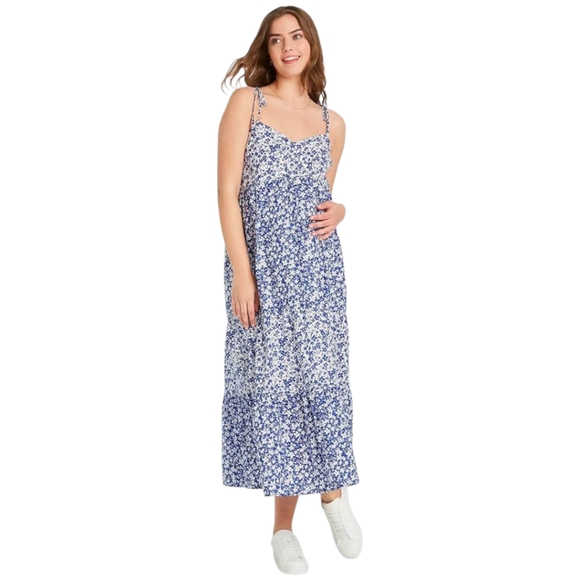 HATCH Maternity Floral Maxi Dress Tiered Blue White ‎Cottage Boho Prairie XXL - Picture 11 of 11